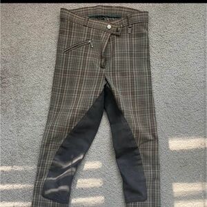 Cavallo full seat breeches, riding pants, plaid. Tan, brown.